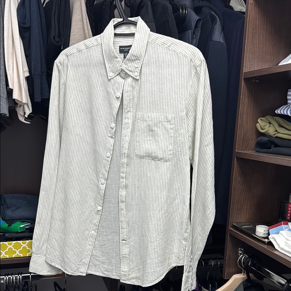 Club Monaco White Casual Button Down Shirt Long Sleeves